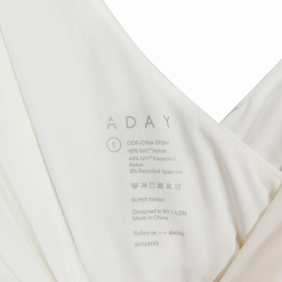 Aday Midi Dress sz S Women Super Swish Ivory Surplice Neck Rope Belt‎ Minimalist - Picture 5 of 15